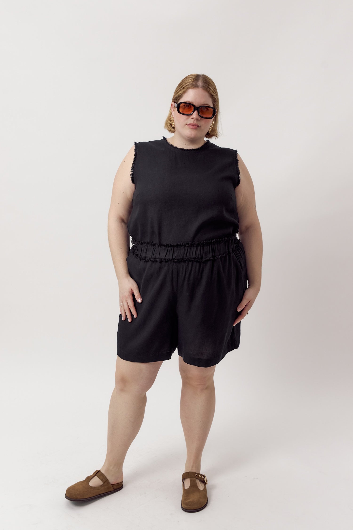 Esra Fringe Shorts Black