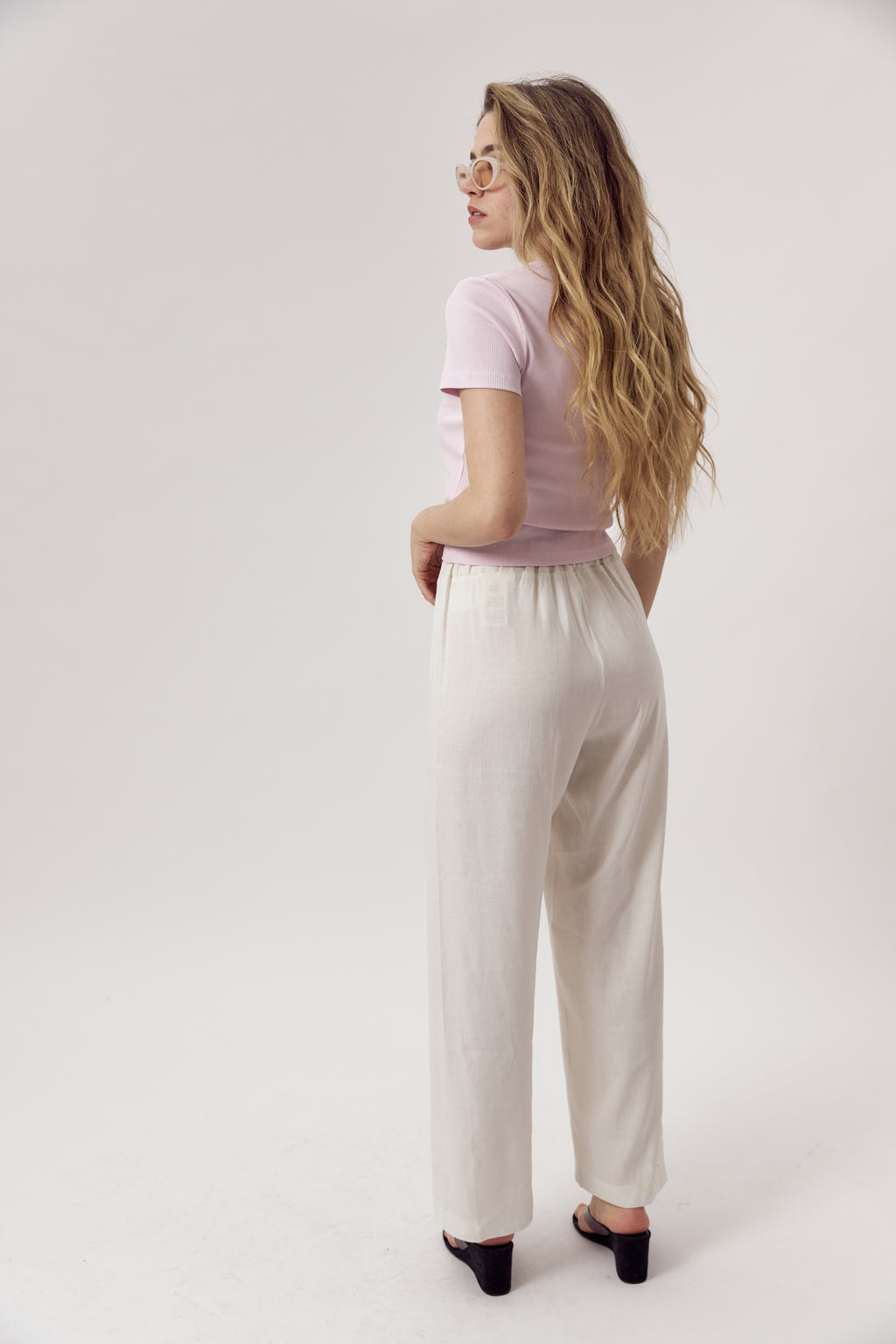 Ella Linen Pants Off White