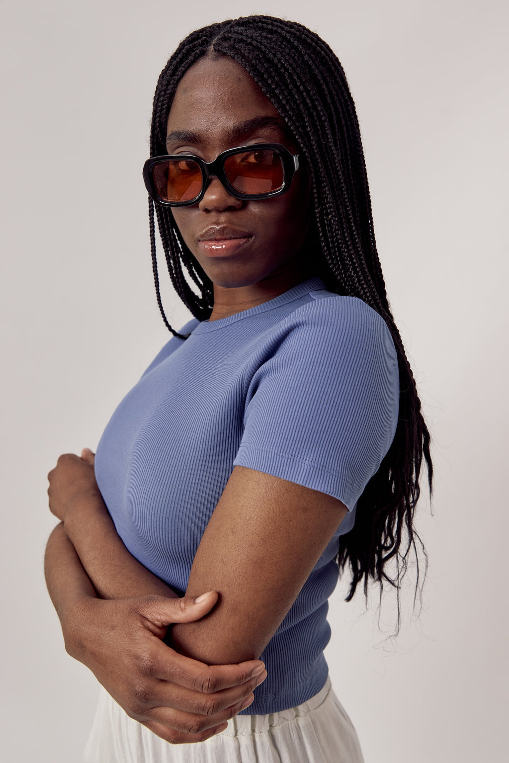 Valentina Rib Tee Dusty Blue