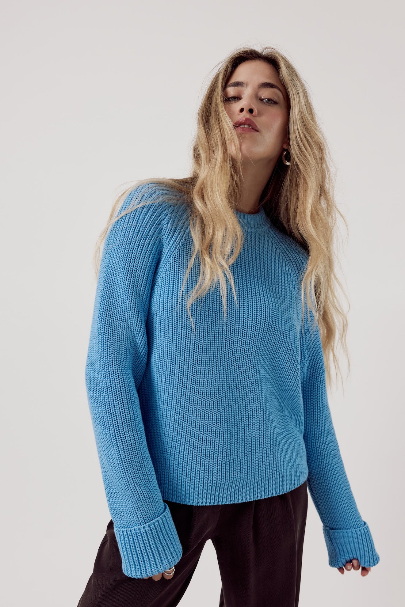 Justyna Organic Cotton Jumper Aqua