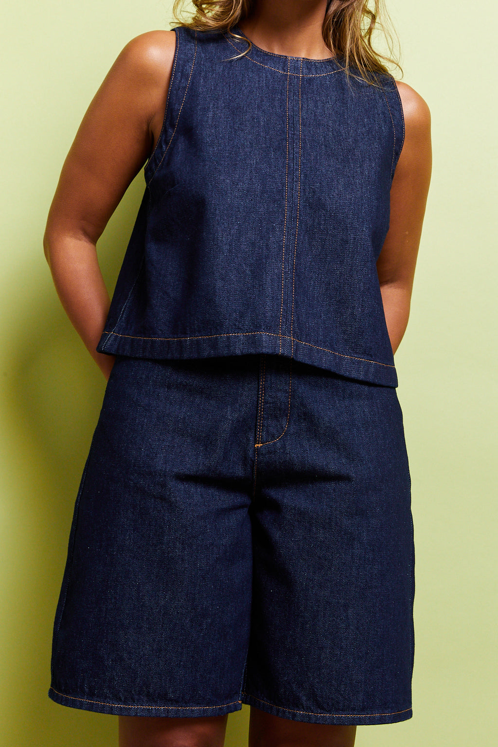 Malin Organic Denim Top Dark Blue